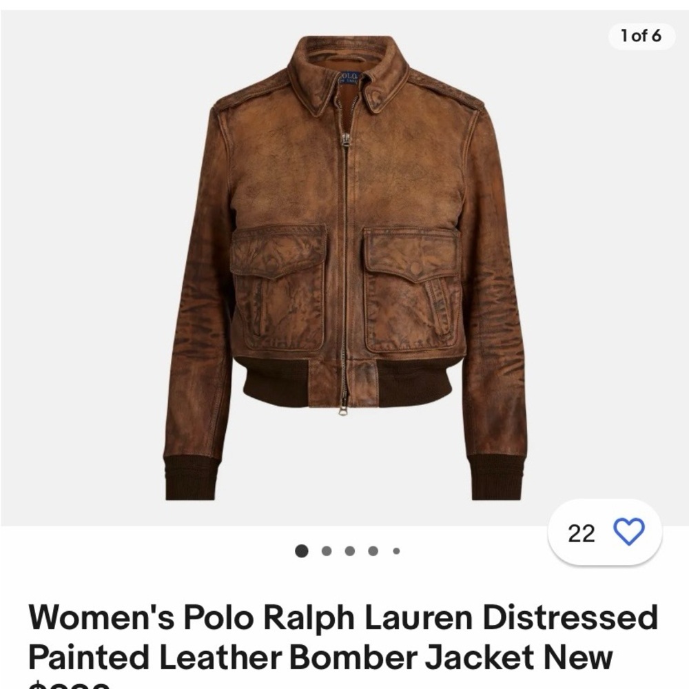 Polo by Ralph Lauren Women's Brown Leather Bomber Jacket